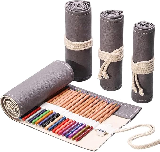 DIYOMR 12/24/36/72 Slots Pencil Wrap Pencil Rolls, Artist Colored Pencil Roll by DIYOMR