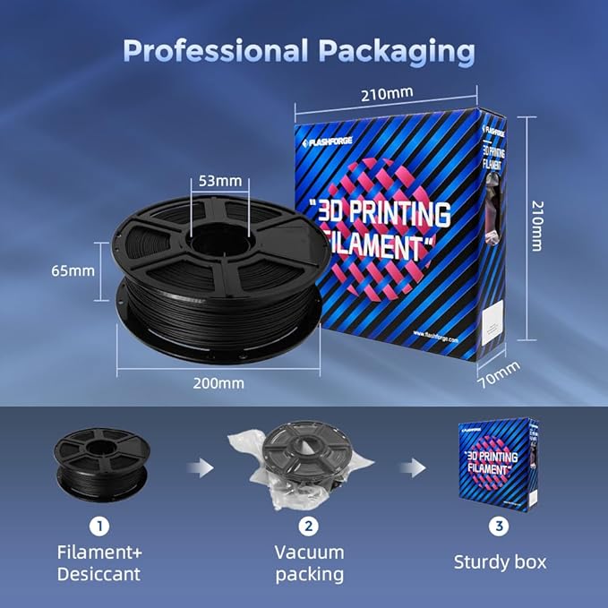 FLASHFORGE Carbon Fiber PLA Filament 1.75mm, Carbon Fiber Reinforced PLA 3D Printer Filament, 1KG Spool Dimensional Accuracy +/- 0.02mm, High Strength & High Abrasion-Resistance (PLA-CF Black)-DeskLoop Office