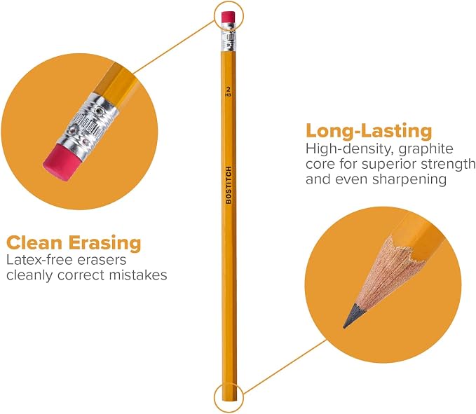 Bostitch Premium #2 Pencils, Premium Wood, Unsharpened, HB Graphite - Image 3