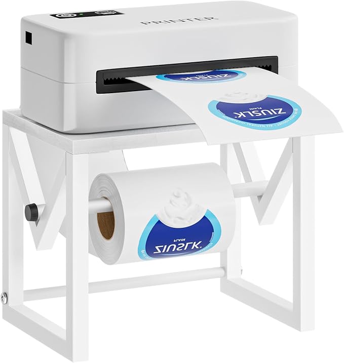 Marbrasse Label Holder for Rolls and Fanfold Labels, Wood Label Printer Holder by Marbrasse