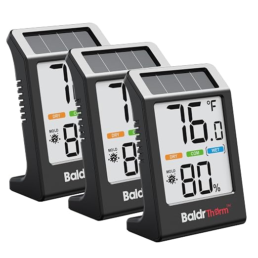 BaldrTherm Room Thermometer Indoor Humidity Meter, Solar-Powered 3.2'' Digital by BaldrTherm