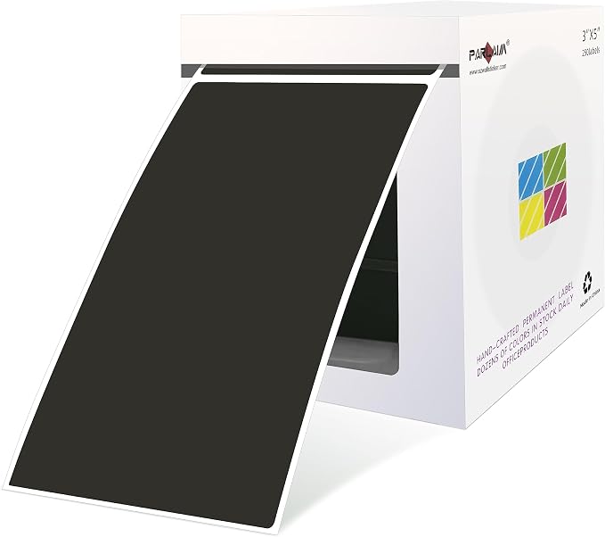 PARLAIM 5 x 3 Inch Black Rectangular Color Coding Stickers, Square 250pcs Color by PARLAIM