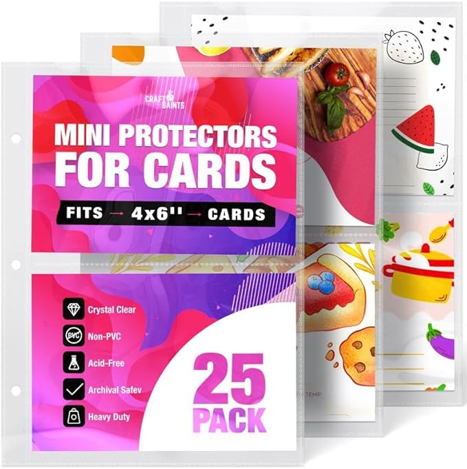 50 Pockets Mini Sheet Protectors fit 4x6'' Cards by CraftSaints