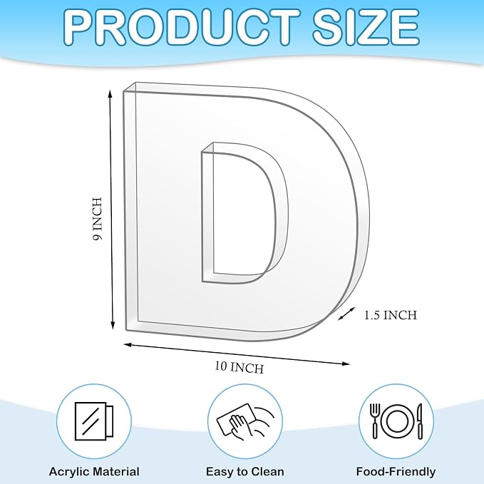 10" D Clear Acrylic Letter Charcuterie Board Box, Reusable Fillable Decorative - Image 2