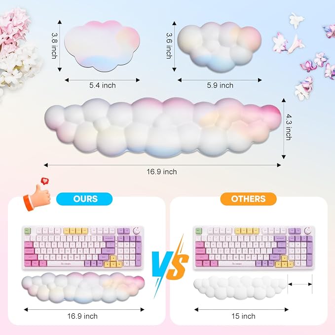JIKIOU Upgrade Leather Cloud Keyboard Wrist Rest, Cloud Wrist Rest - Image 2