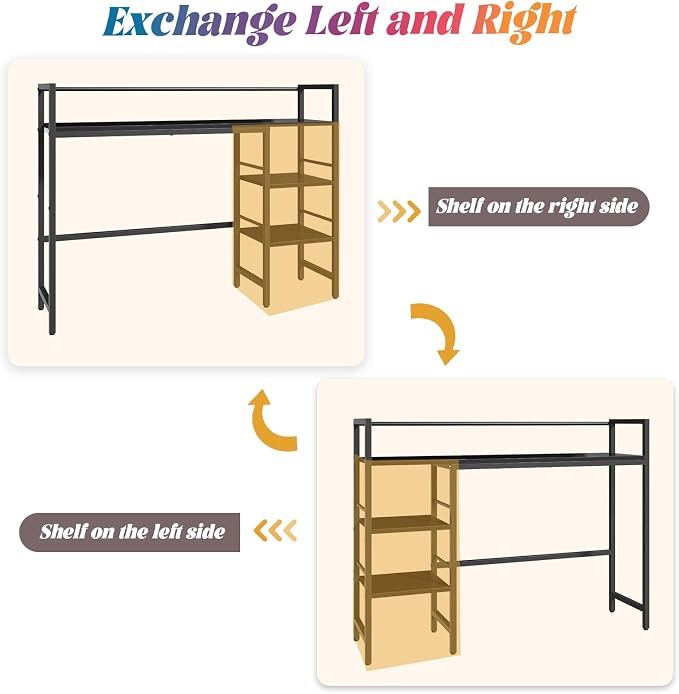 HavenlyYouth Desk Shelf with LED Light Strip, 3-Tier Storage Desktop Organizer - Image 7
