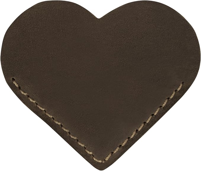 Jack&Chris Genuine Leather Heart Bookmark, Handmade Stitched Corner Page by JackChris