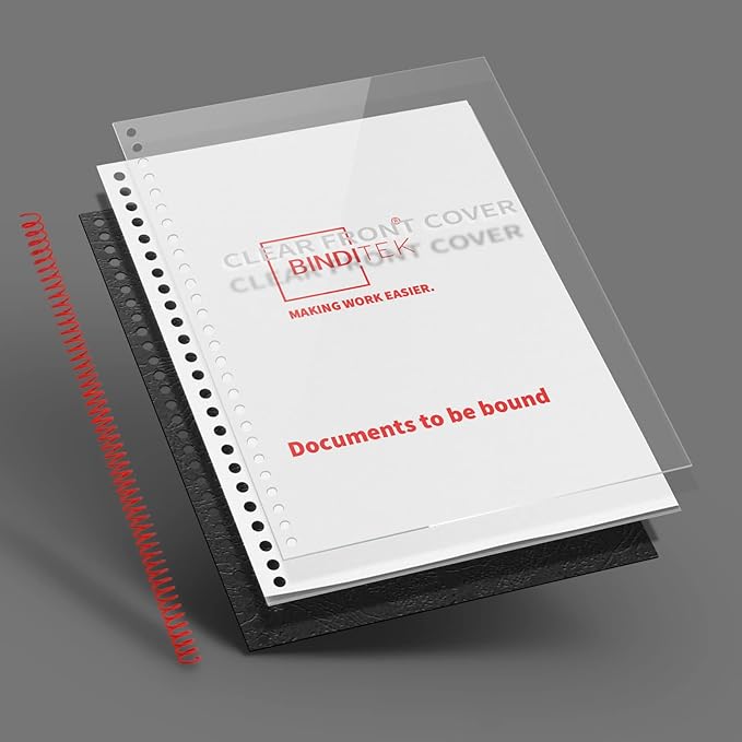 Binditek 50 Pack Plastic Spiral Binding Coils, 12mm(1/2"), 90 Sheet Capacity, 4:1 Pitch, Multi Color (Red, Blue, Yellow, Green, Pink), for Students and Coworkers-DeskLoop Office