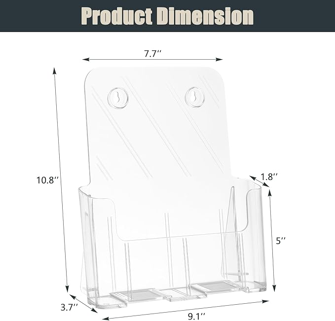 xydstay Acrylic Brochure Holder 8.5x11 Inches Slant Back Design, Plastic Table - Image 2