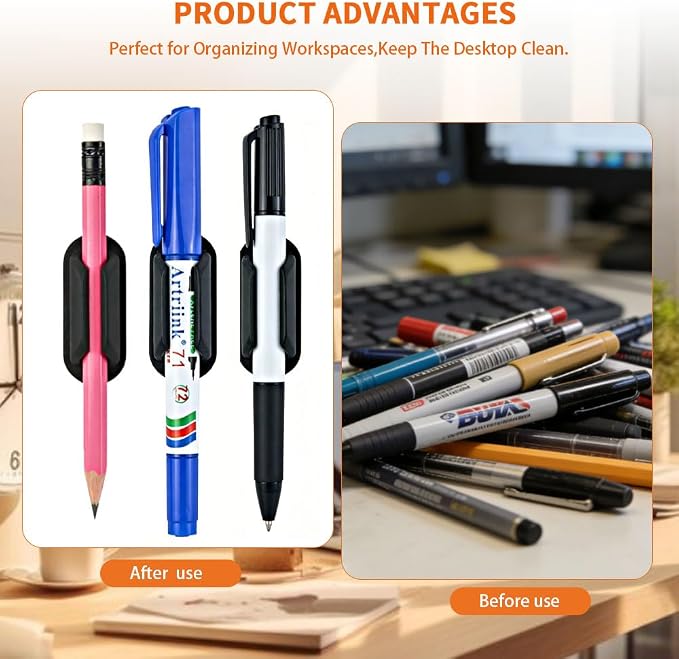 40 PCS Adhesive Pencil Holders for Desk, Silicone Pencil Holder - Image 4