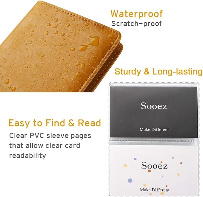 Sooez Leather Professional Business Card Book Holder Organizer, 240 Capacity - Image 4