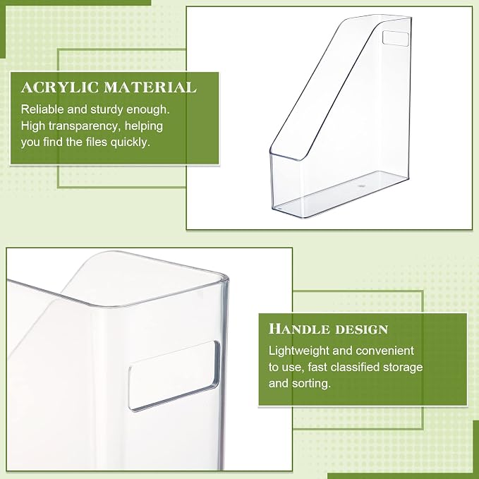 20 Pcs Clear Acrylic Magazine File Holder Plastic Desk Organizer - Image 3