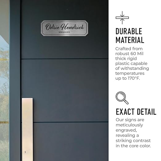 Custom Wall or Door Sign, Personalized Notched Plaque Engraved Message - Image 3