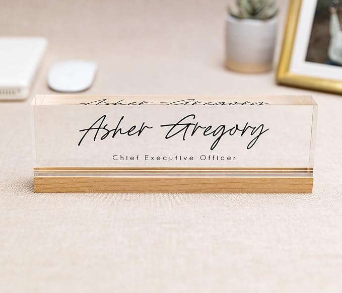 Personalized Acrylic Name Block w/Wooden Base - Image 9