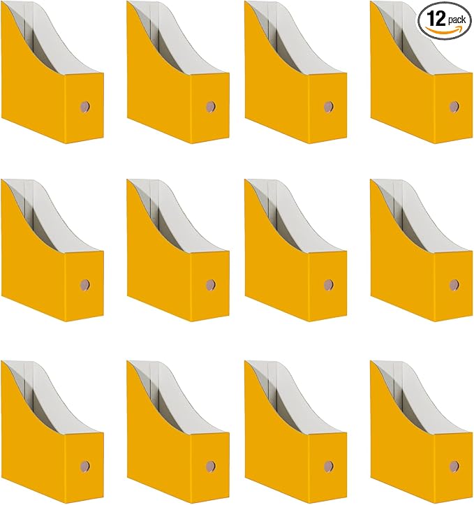 Limitliho 12 Pack Yellow Cardboard Magazine Holder, Sturdy Book Bins by Limitliho
