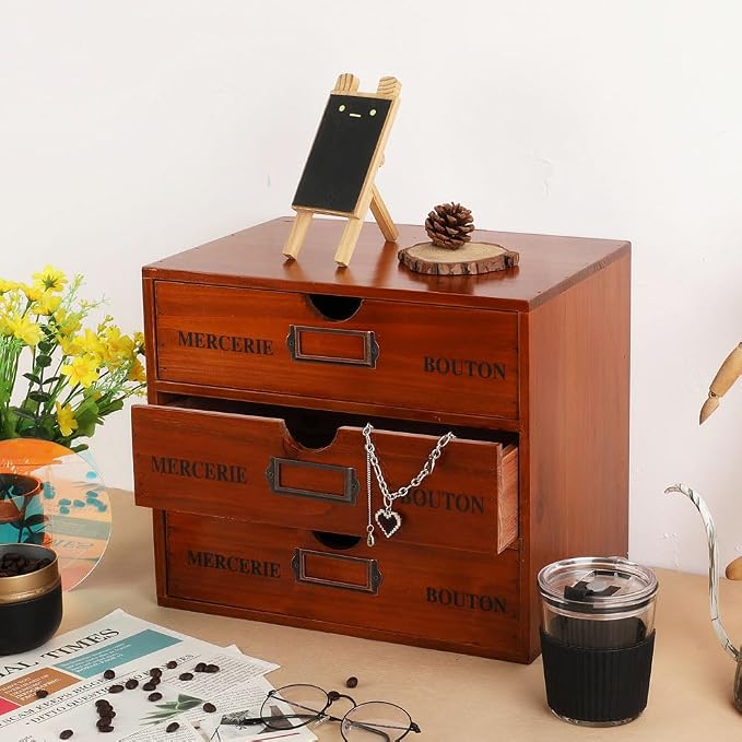 Wooden Storage Box Rustic Desktop Organizer - Image 4