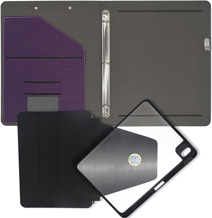 3 Ring Portfolio with iPad Holder, Business Padfolio with Clipboard & Rotating - Image 5