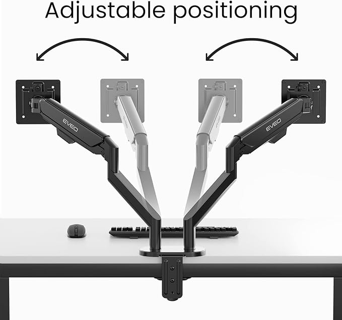 EVEO Premium Dual Monitor Mount 14"-35” Dual Monitor Arm VESA Bracket Adjustable Height Gas Spring Dual Monitor Stand, Screen Full Motion Dual Monitor Arm-Computer Monitor Stand for 2 Screens - Red-DeskLoop Office