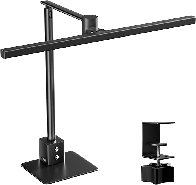 deeloop 2-in-1 LED Desk Lamp or Clamp with USB Charging for Home Office, CRI 95+ for Sunlight-Like Spectrum, 45° Asymmetric Glare‑Free Light, Memory Dimming Desk Light, Full‑Angle 3‑Axis Office Lamp-DeskLoop Office
