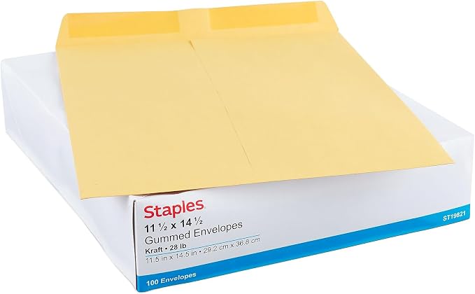 Staples 11.5 x 14.5 Brown Gummed Catalog Envelopes, Heavyweight Open‑End - Image 4