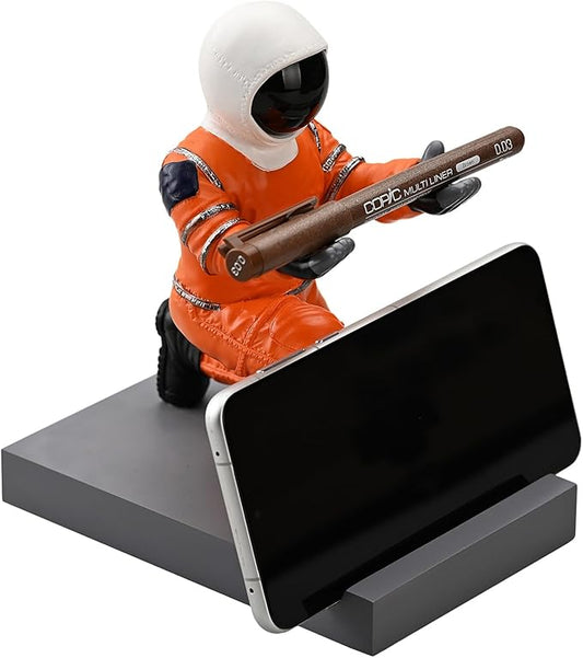 Astronaut Resin Pen Holder, Mobile Phone Stand, Device Stand, Desk Organizer Decorative Pen Holder (Orange&Black)-DeskLoop Office