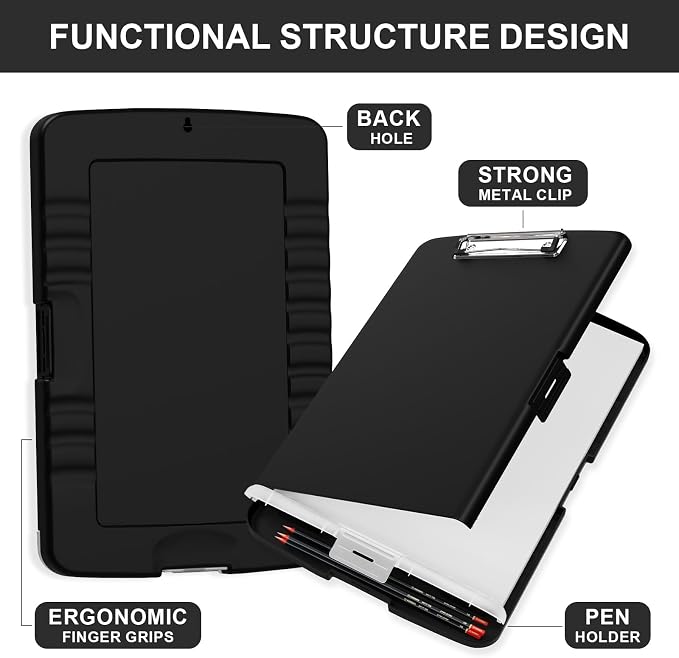 Plastic Clipboard with Storage, 8.5 x 11 Storage Organization Box Side-Opening - Image 3