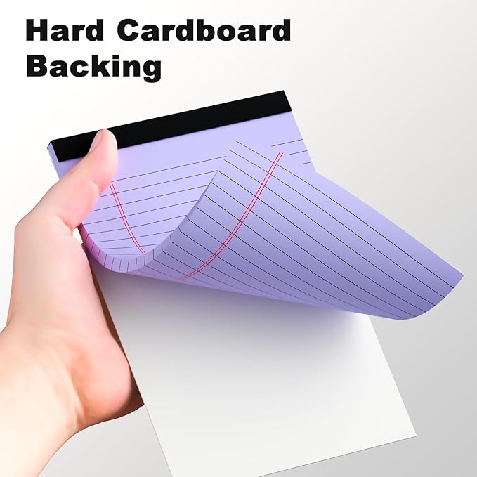 6pcs Small Legal Pad 5x8 College Ruled Purple Legal Pads Notepads 6 Pack Study Back Writing Pads 5 x 8 Perforated Narrow Ruled Pads of Paper Purple