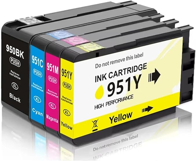 4 Pack 950XL 951XL Ink Cartridges Combo Pack Replacement for HP 950 951 Ink Cartridges for HP OfficeJet Pro 8100 8110 8600 8610 8615 8616 8620 8625 8630 8640 8660 251DW 276DW 271DW, (BK, C, M, Y)-DeskLoop Office