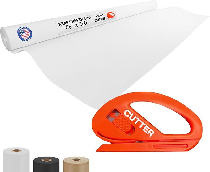 White Kraft Paper Roll 48" x 2160" by IDLPackaging