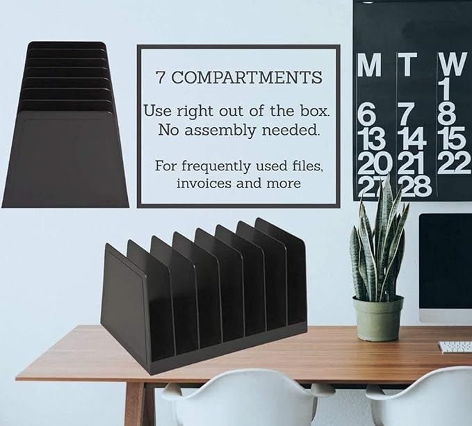 1InTheOffice Desktop File Organizer Vertical, Mail Organizer, 7 Compartments - Image 5