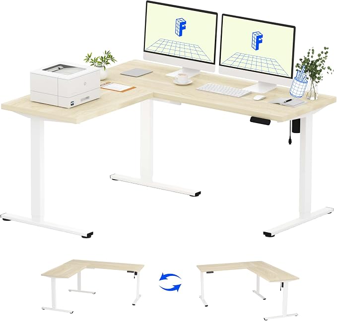 FLEXISPOT L Shaped Standing Desk, 63 x 55 Inch Electric Height Adjustable by FlexiSpot