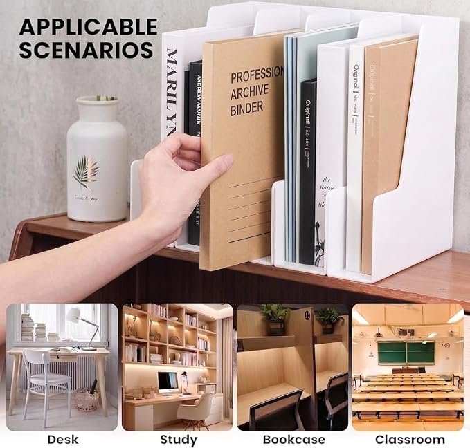 LALOBLUE Vertical Magazine File Holder, 4 Pack Folder Organizer | Plastic - Image 3