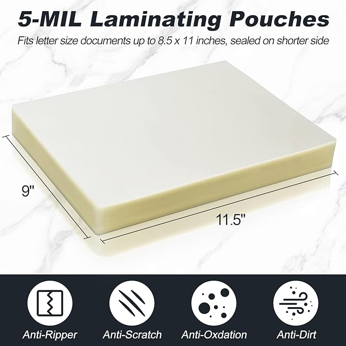 5 Mil Thermal Laminating Sheets 200 Packs, 9” x 11.5” Clear Laminating Pouches Holds 8.5 x 11 Inch Sheet Lamination Plastic Paper for Laminator, School Office Supplies Laminate-DeskLoop Office