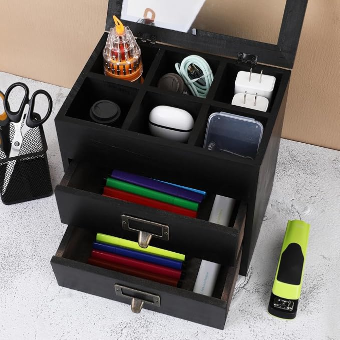 Wooden Storage Box Wooden Desk Organizer - Image 4