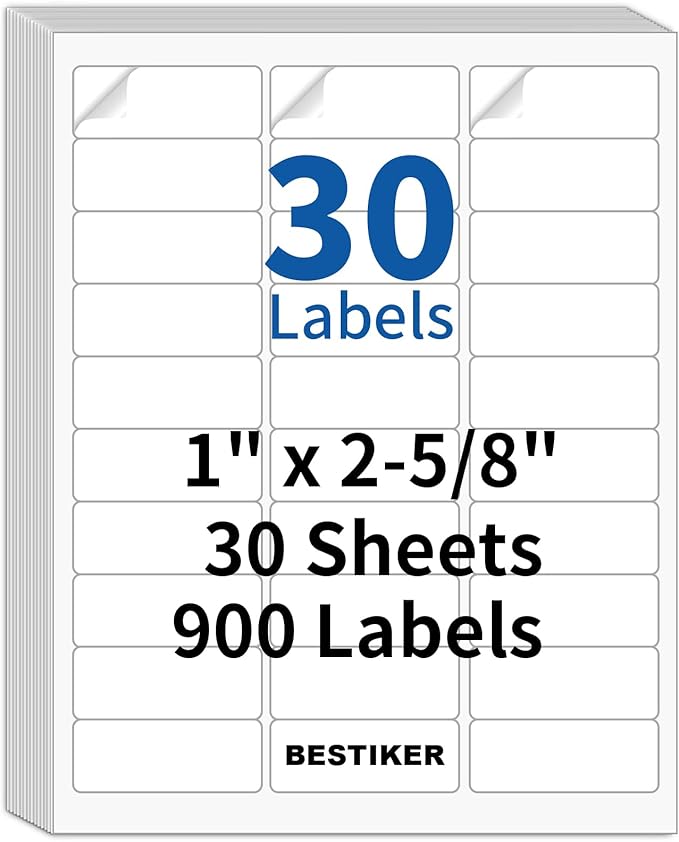 BESTIKER Address Labels 1” x 2-5/8” Shipping Mailing Labels 30 per Page by BESTIKER