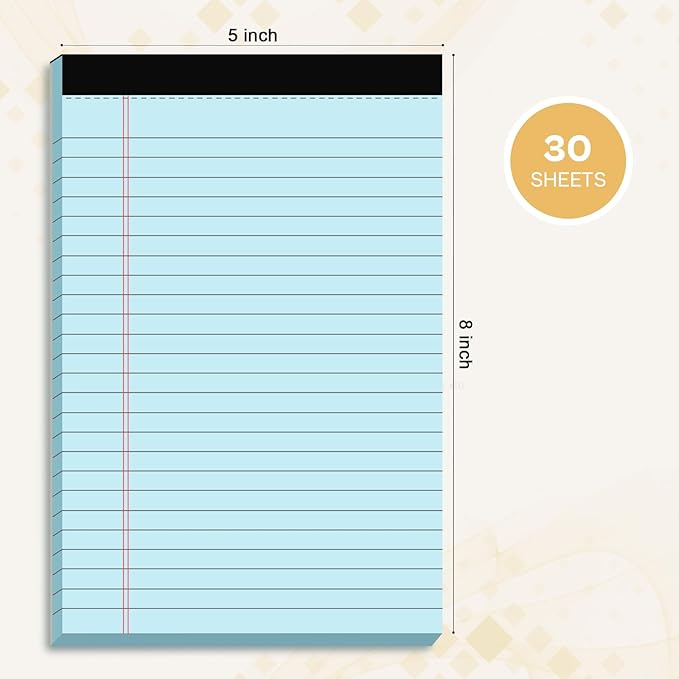 6 Pack Legal Pads 5x8 Note Pads College Ruled Notepad Pink/Green/Blue Perforated Small Legal Pads 80GSM Notepads 30 Sheets Writing Pads Line Paper Pad for School, College, Office, Business-DeskLoop Office