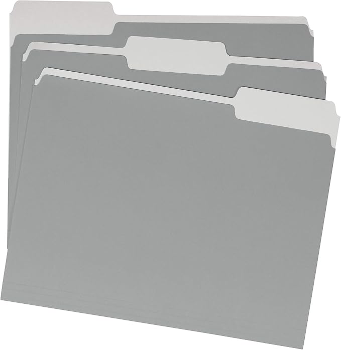 Amazon Basics File Folders for Organization, Letter Size, 1/3 Cut Tab - Image 2