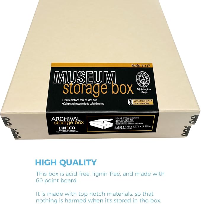 Lineco Museum Archival Storage Box, 11.75x17.75x3.75 in. Drop Front Design. - Image 5