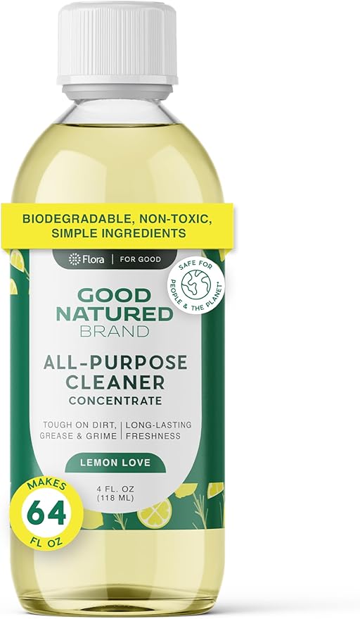 Good Natured Brand All-Purpose Cleaner Concentrate | Multi-Surface Cleaner | Natural Lemon Essential Oil | Multipurpose Cleaner Concentrate All Surfaces | Lemon Love | 4oz makes 64oz-DeskLoop Office