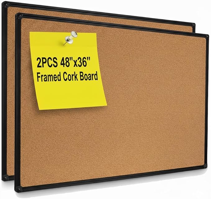 2 Pack 48" x 36" Cork Board, Large Self-Healing Bulletin Board by DexBoard