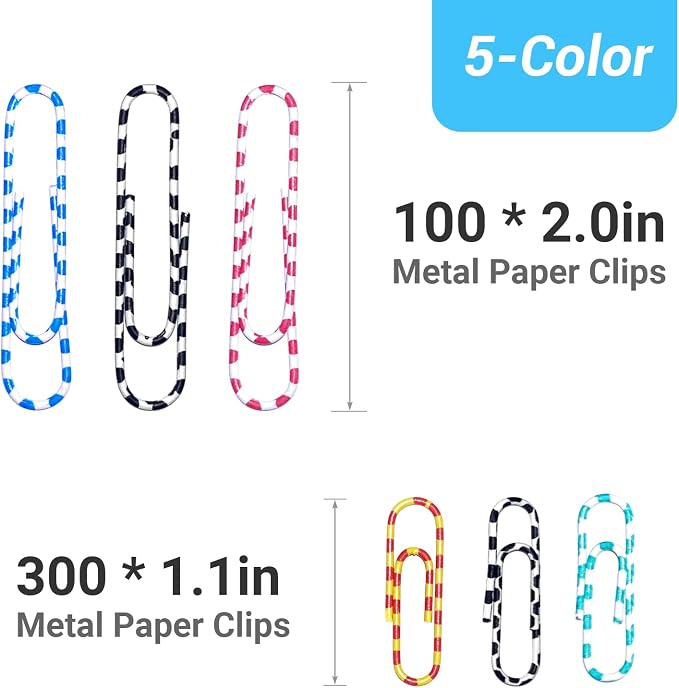 400 PCS Paper Clips, Metal Coated Paperclips, Paper Clip Assorted Sizes Medium - Image 2