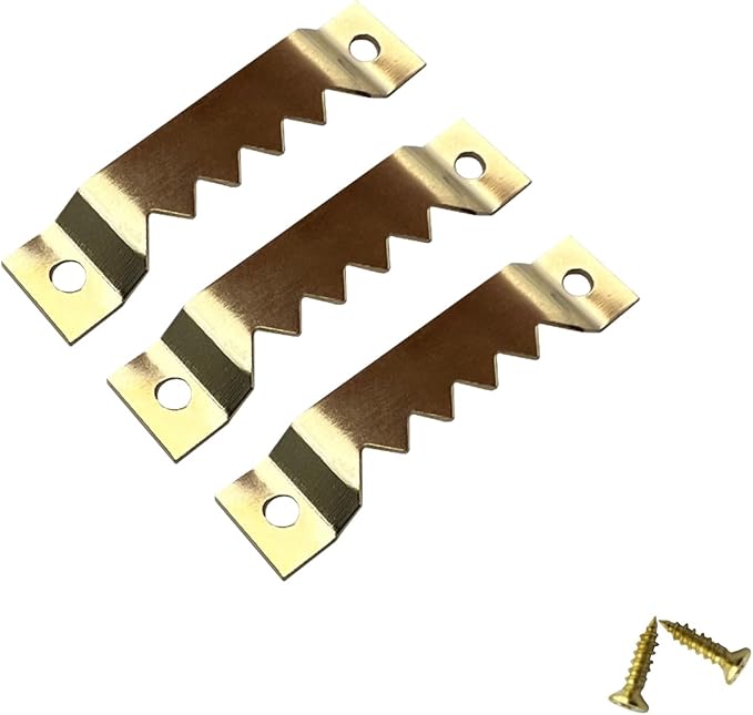 50 Pack Large Sawtooth Picture Hangers Steel Picture Hangers Picture Frames Hangers with Screws Picture Hang Solutions, for Hanging Clock Paintings Artwork Picture Frame Hook Photos (Gold)-DeskLoop Office