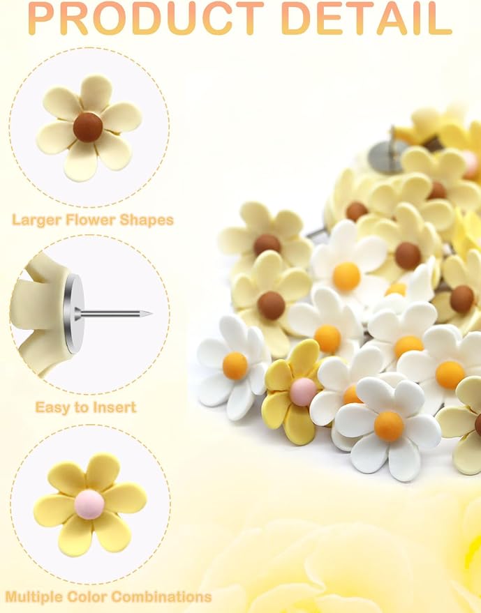 Cute Flower Push Pins, Map Pins Offices Schools Supplies - Image 3