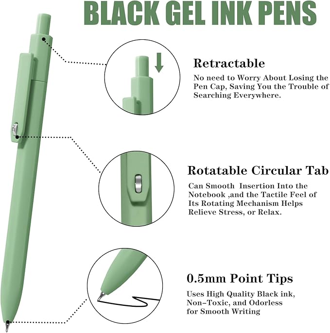 Vitoler Cute Gel Pens, 8 Pack 0.5mm Fine Point Pens - Image 2