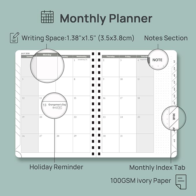 POPRUN 2026-2027 Academic Weekly Planner, 6.75" x 8.75" Horizontal Daily Book - Image 4