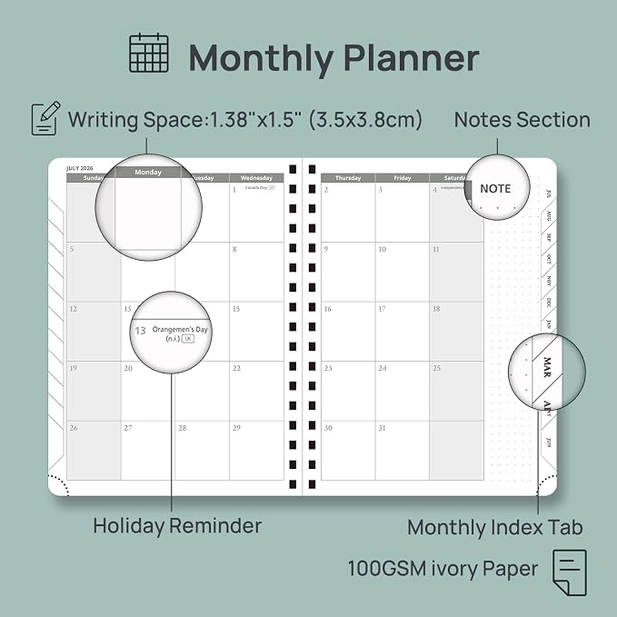 POPRUN 2026-2027 Academic Weekly Planner, 6.75" x 8.75" Horizontal Daily Book - Image 4