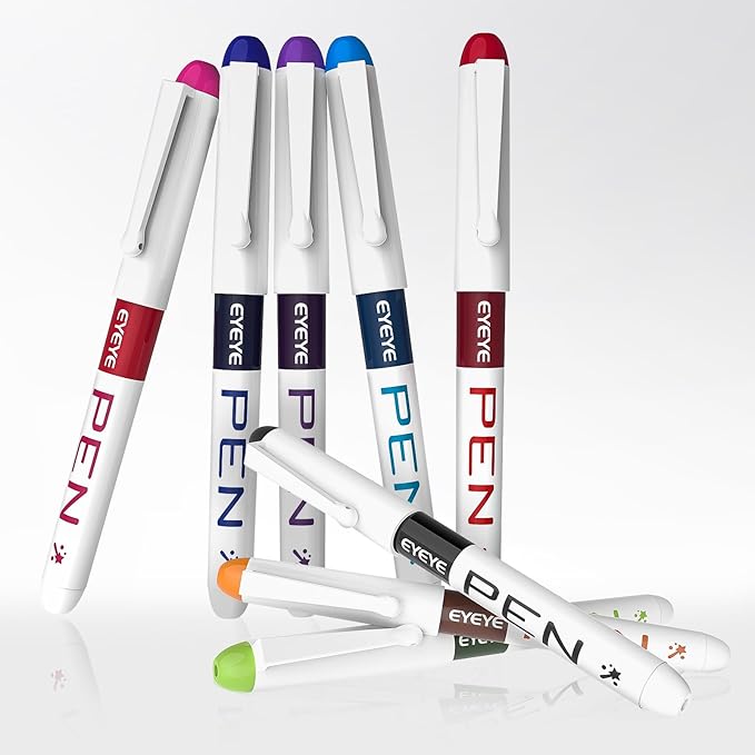 EYEYE Fountain Pens for Writing, 8 Pack Assorted Colors Fine Point Disposable Fountain Pens Stainless Steel Nib, Smooth Writing for Calligraphy, Journaling, Drafting, Sketching, Doodling & Gifts-DeskLoop Office