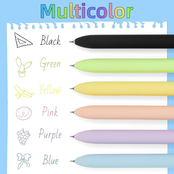 Colored Pens, 6 Pcs Colorful Pens Fine Point Smooth Writing Pen, 0.5mm Colored Ink Gel Pen for Journaling Note Taking Planner, School Supplies Gifts for Nurse Teacher (6 Pcs Gold Vibrant)-DeskLoop Office