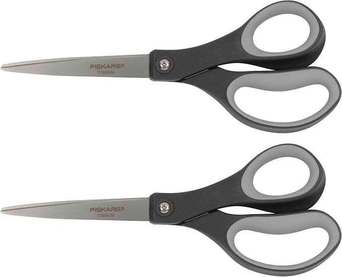 Fiskars 8” Everyday Titanium Comfort Grip Scissors, Home & Office Scissors by Fiskars
