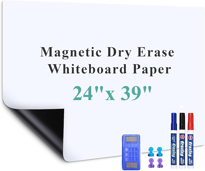 Magnetic Wall Decal Whiteboard: 24” x 39” Vertical Peel & Stick Dry Erase Board by Warasee